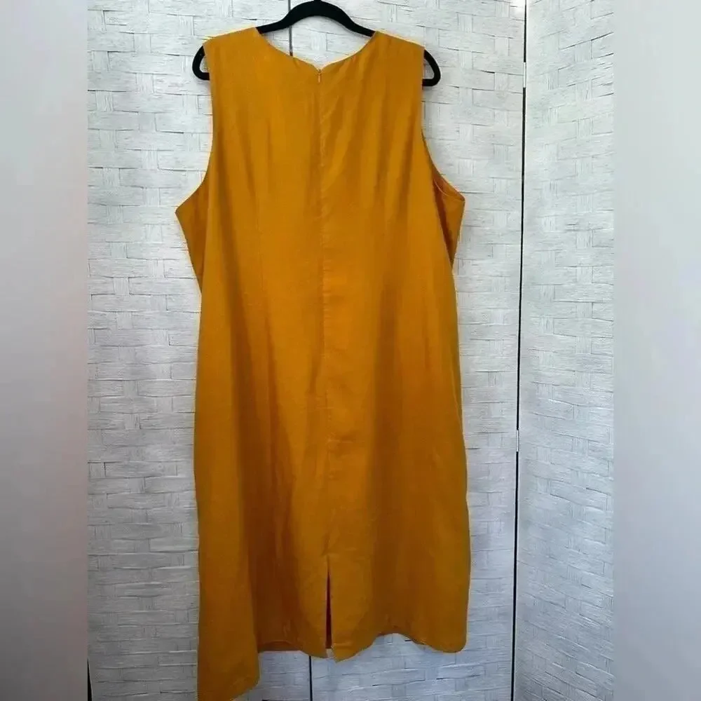 Vintage Joy, & Peace linen burnt orange, dress embroidered in good condition S22_3